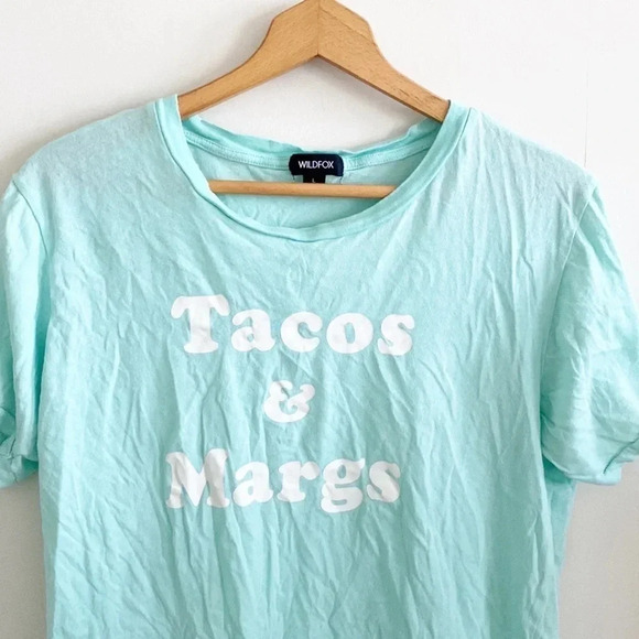 Wildfox light blue tacos & margs graphic baby doll t-shirt - Picture 2 of 4